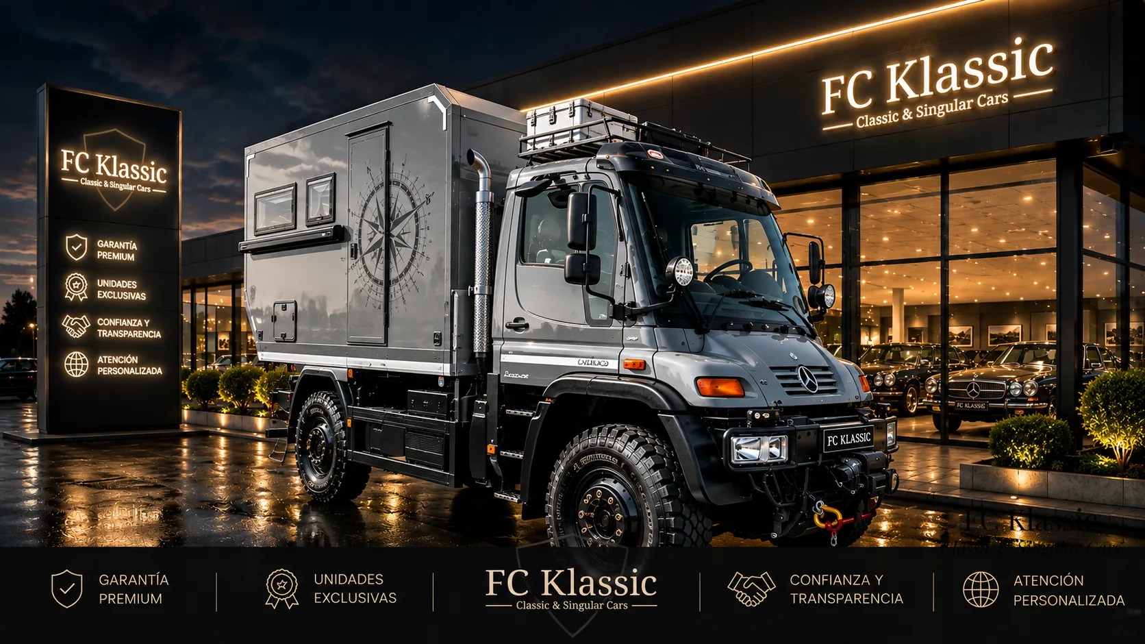Mercedes Benz Unimog 4x4 (Camión Vivienda) U500 Expedition CAMPER Overland — 198.250 km — 6 cilindros, 6300 CC, Diesel — 286 CV — Valencia, Spain.